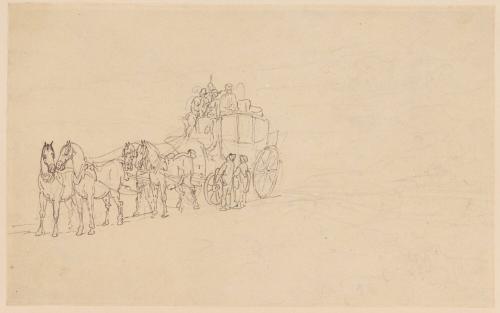 A Coach and Four at a Stop