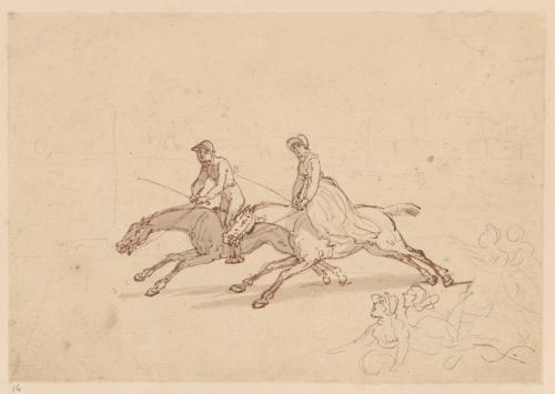 A Horserace with Male and Female Riders