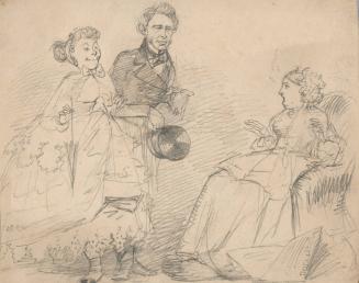 Couple Greeting an Older Seated Woman
