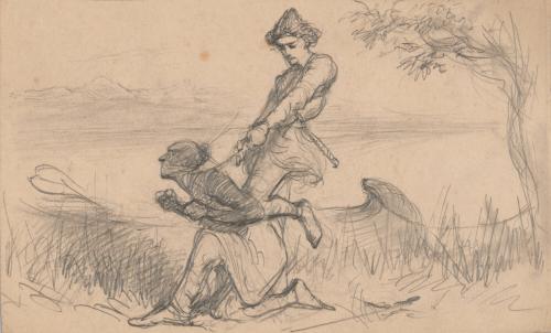 Voyageur Struggling with an American Indian