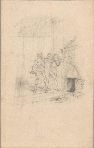 Two Men Forcing a Third Into a Crypt