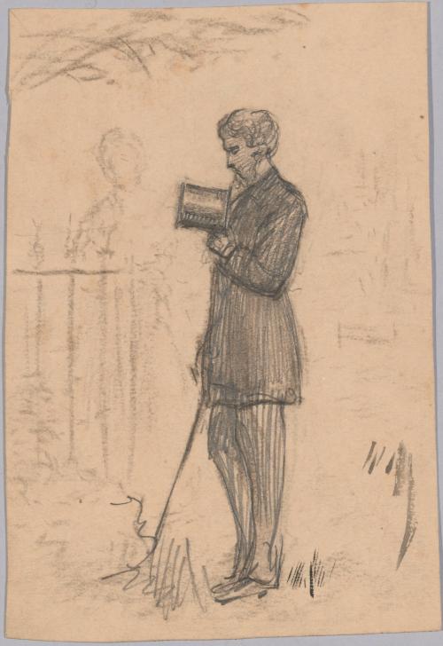 Man and Woman Standing in a Graveyard