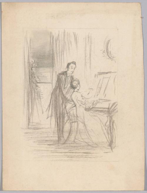 Man Standing Beside a Woman Playing a Piano