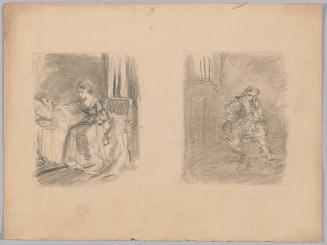 Woman Seated Beside Man in Bed