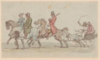 Three Figures on Horseback and Two in a Carriage