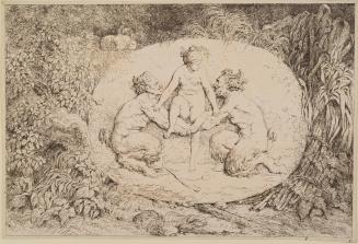 Nymph Stepping Over the Arms of Two Satyrs