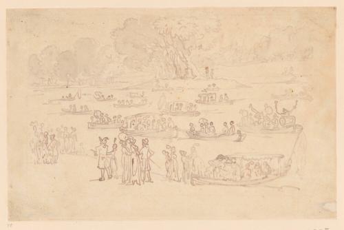 A Large Boating Party with Water Music