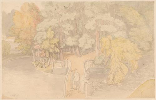 Figures on a Bridge in a Park