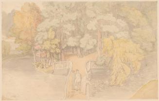 Figures on a Bridge in a Park
