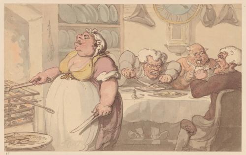 Three Men at Table and a Cook