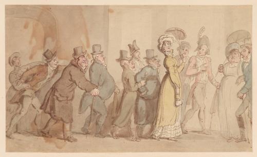 A Young Woman with a Group of Admirers