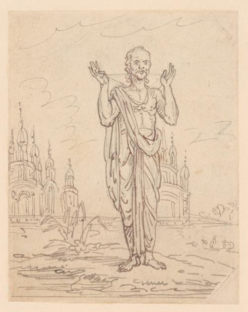 A Man Standing in Front of Oriental Buildings
