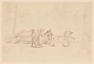 Figures Walking by a River