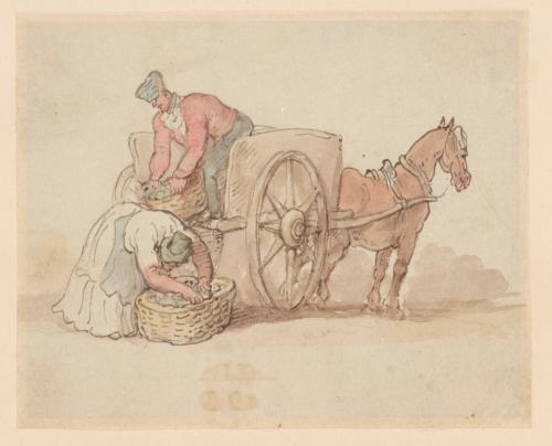 A Man and Woman Loading a Cart