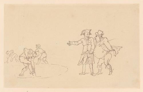 Two Men Watching Three Men Digging