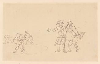 Two Men Watching Three Men Digging