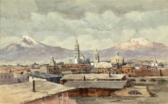 The Volcanoes, Popocatepetl and Ixtaccihuatl from the City of Puebla