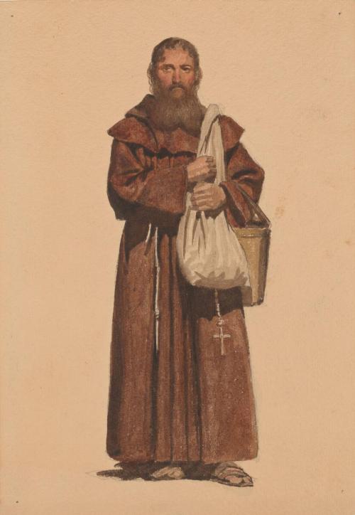 Bearded Monk Carrying Bags