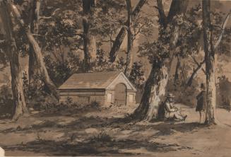 Two Men by a Crypt in a Wood