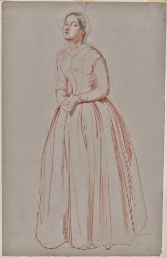Woman Standing with Clasped Hands