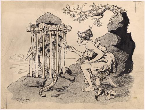 Woman Feeding a Caged Bird