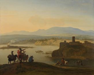 Extensive Italianate Landscape with an Elegant Company and Lime Kiln