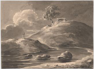 Stormy Landscape with River, Figure and Monument