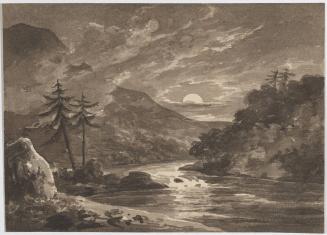 River Landscape by Moonlight